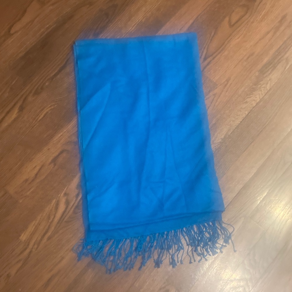 Vibrant Blue Pashmina with Fringe